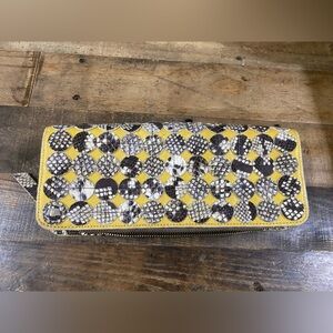 Henri Bendel Yellow and Brown Clutch